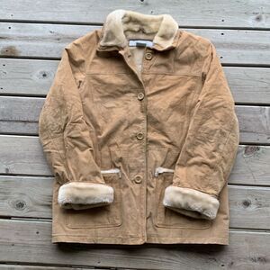 vintage tan shearling coat – genuine leather size large